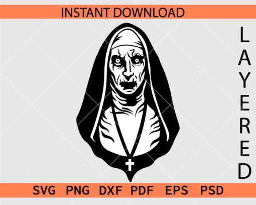 The Nun Vector SVG, Halloween Nun Face Silhouette SVG