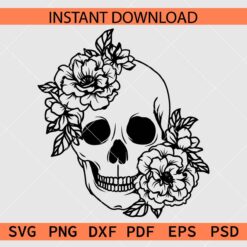 Transparent Halloween Floral Skull SVG