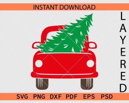 Truck carrying Christmas Tree Vector SVG