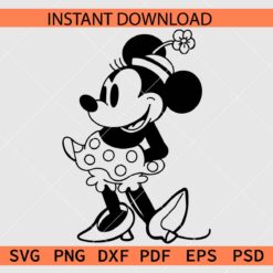 Vintage Minnie with Polka Dots Dress coloring page SVG