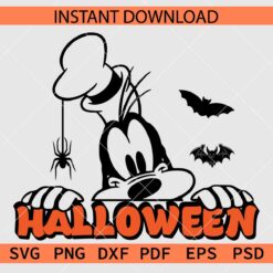 Walt Disney Goofy Peeking Halloween Clip Art SVG