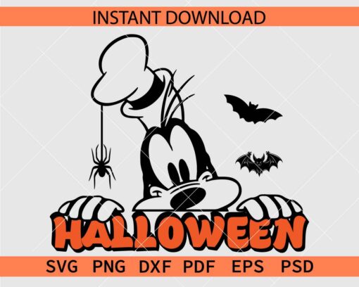 Walt Disney Goofy Peeking Halloween Clip Art SVG