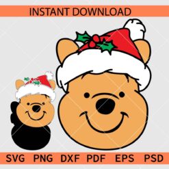 Winnie the Pooh with Santa Hat SVG, Christmas Winnie the Pooh Décor SVG