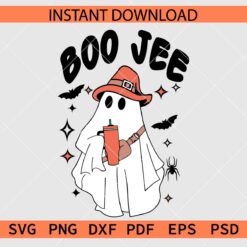 Witch Boo Jee Ghost SVG, Boo Jee Ghost with Iced Coffee Clip Art SVG