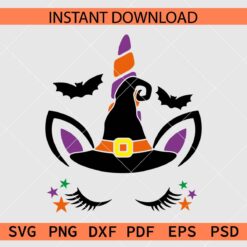 Witch Hat Unicorn Face Vector SVG