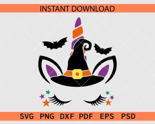 Witch Hat Unicorn Face Vector SVG