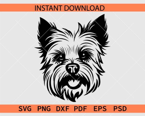 Yorkshire Terrier Dog Head Silhouette SVG