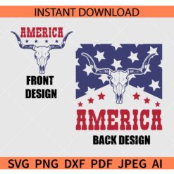 America Longhorn Fourth of July SVG, 4th of July America Longhorn SVG