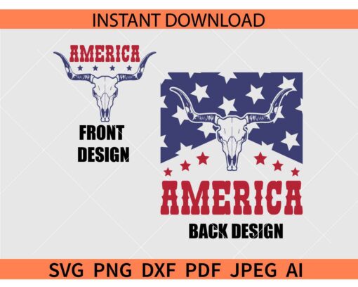 America Longhorn Fourth of July SVG, 4th of July America Longhorn SVG