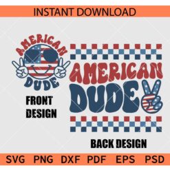American Dude Peace Smile SVG, American Dude Retro Wavy Text SVG