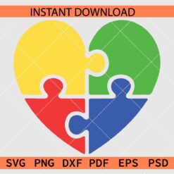 Autism heart puzzle SVG, Autism Awareness Puzzle in Heart Symbol SVG