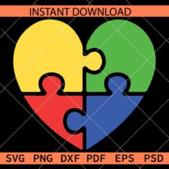 Autism heart puzzle SVG, Autism Awareness Puzzle in Heart Symbol SVG