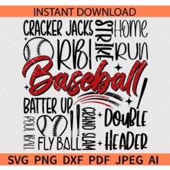 Baseball Word Art SVG, Baseball Typography SVG