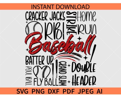 Baseball Word Art SVG, Baseball Typography SVG