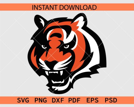 Bengals Logo Layered Vector SVG, Bengals Tiger Logo Clipart SVG