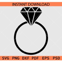 Black Wedding Bands Diamond SVG, Wedding Rings Diamond Silhouette SVG