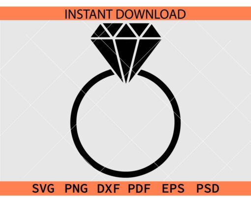 Black Wedding Bands Diamond SVG, Wedding Rings Diamond Silhouette SVG