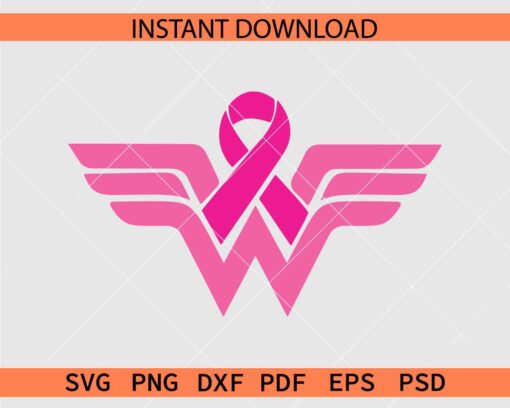 Cancer Ribbon Wonder Woman Logo SVG