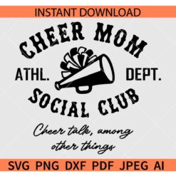 Cheer Mom Social Club Pom Pom SVG, Cheer Mom Social Club megaphone SVG