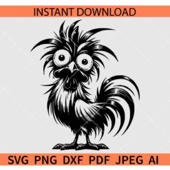 Crazy Chicken SVG, Crazy Chicken Silhouette SVG