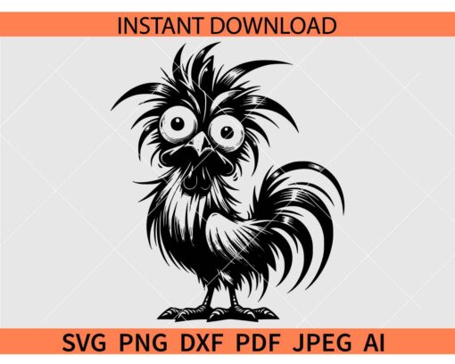 Crazy Chicken SVG, Crazy Chicken Silhouette SVG