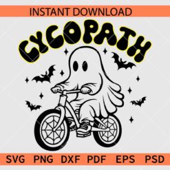 Cycopath Ghost on Bicycle SVG, Halloween Ghost Riding Bike Cycopath SVG