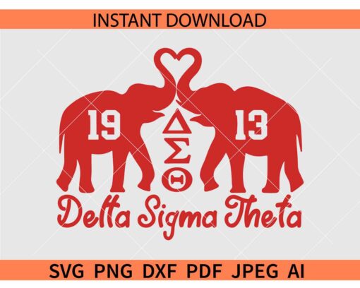 Delta Sigma Theta Kissing Elephants SVG