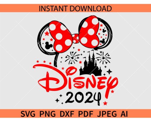 Disney 2024 Minnie Ears Castle SVG, Minnie Disney 2024 Vacation Castle SVG