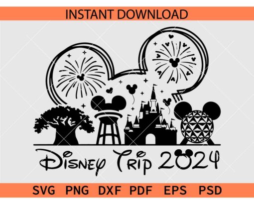 Disney Trip 2024 Mickey SVG, Mickey Mouse Disney Trip 2024 SVG