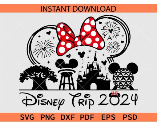 Disney Trip 2024 Minnie SVG, Minnie Mouse Disney Trip 2024 SVG