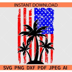Distressed American Flag Palm Trees svg, 4th of July Palm Trees SVG