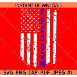 Distressed Freedom Flag SVG, Distressed July Fourth Freedom SVG
