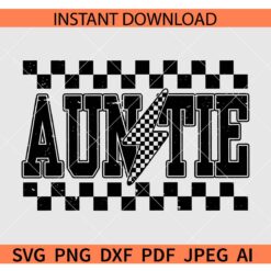 Distressed auntie checkered SVG, Checkered Auntie Lightning Bolt SVG