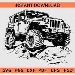 Distressed jeep mountain SVG, Monster Jeep on Rocky Mountain SVG