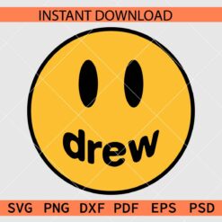 Drew Face Layered SVG, Drew Face Smile Illustration SVG