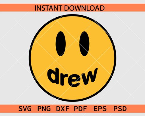 Drew Face Layered SVG, Drew Face Smile Illustration SVG