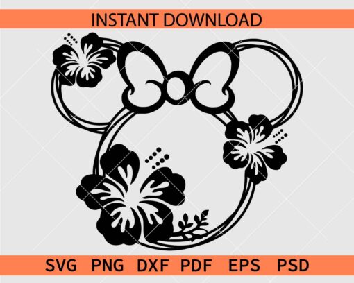 Floral Minnie Mouse SVG, Minnie Mouse Flowers SVG