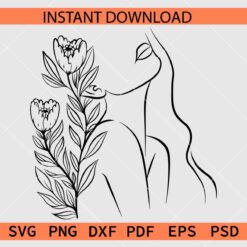 Floral Woman Sketch SVG, Floral Woman Outline SVG