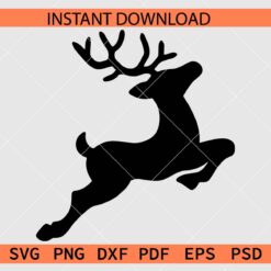 Flying Reindeer Silhouette SVG, Flying Deer Silhouette SVG