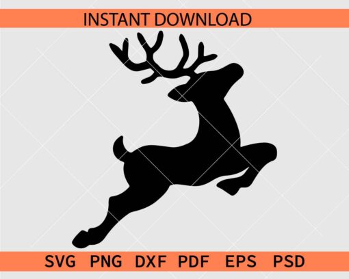 Flying Reindeer Silhouette SVG, Flying Deer Silhouette SVG