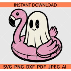 Ghost On A Pool Floaty SVG, Ghost on a floaty flamingo SVG