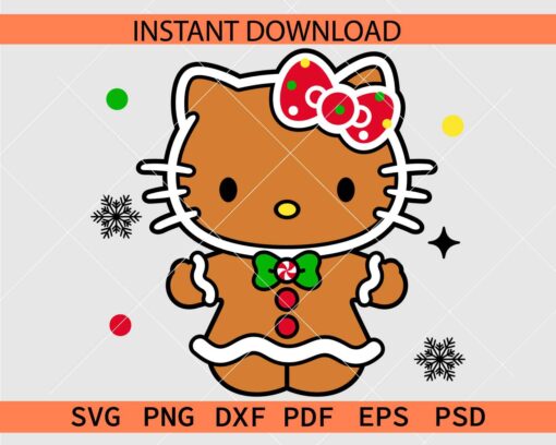 Gingerbread Hello Kitty SVG, Hello Kitty Gingerbread SVG