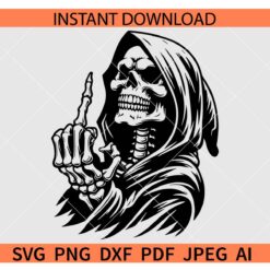 Grim Reaper Skeleton SVG, Grim Reaper Skeleton Middle Finger SVG