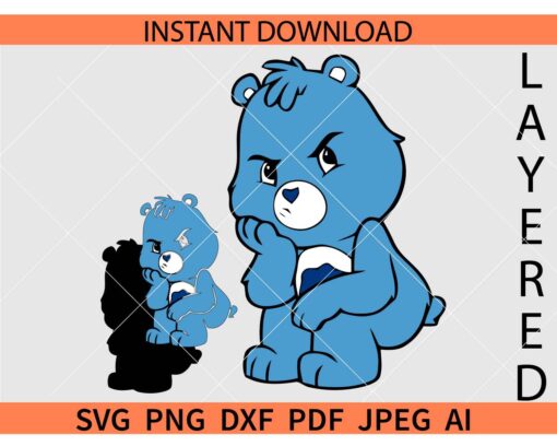 Grumpy care bear SVG, Layered Grumpy care bear SVG