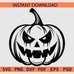 Halloween Pumpkin Face SVG, Jack O Lantern Pumpkin Face Silhouette SVG