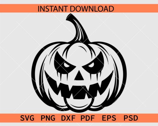 Halloween Pumpkin Face SVG, Jack O Lantern Pumpkin Face Silhouette SVG