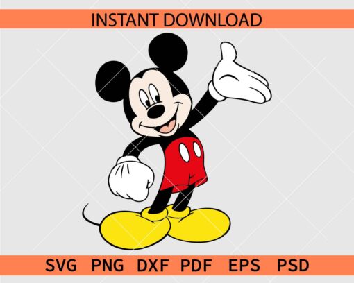 Happy Mickey Mouse SVG, Mickey Mouse Raising Hand SVG