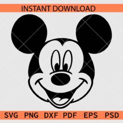 Happy Mickey head Coloring Page SVG