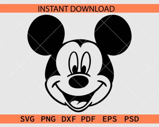 Happy Mickey head Coloring Page SVG