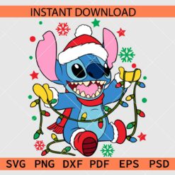 Happy Stitch With Christmas Lights SVG, Santa Stitch with Christmas Lights SVG